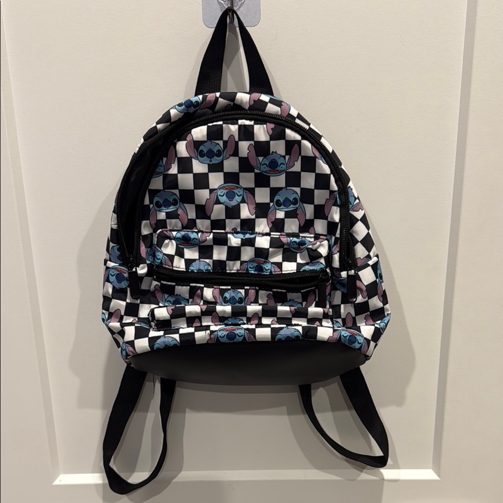Stylish stitch Black and White Checkered mini Backpack
